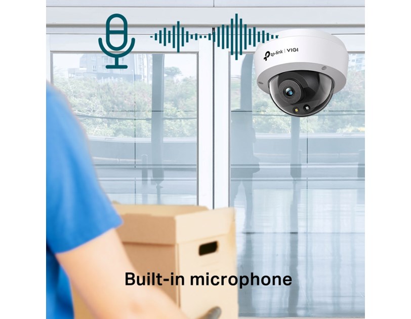 TP-Link vanjska IP Dome Full color HD kamera, H.265+ video, 4MP, 2.8mm leća, RJ45, PoE, microSD, Night Vision, detekcija pokreta, vodootporna IK10/IP67, VIGI app