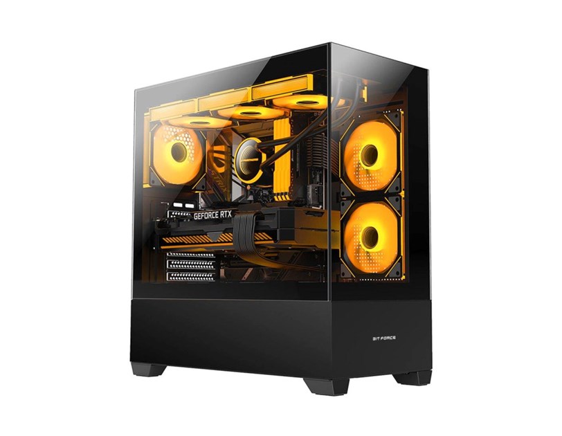 Bit Force SPARK ARGB-TG3 Midi Tower ARGB Gaming PC ATX kućište bez napajanja, crno