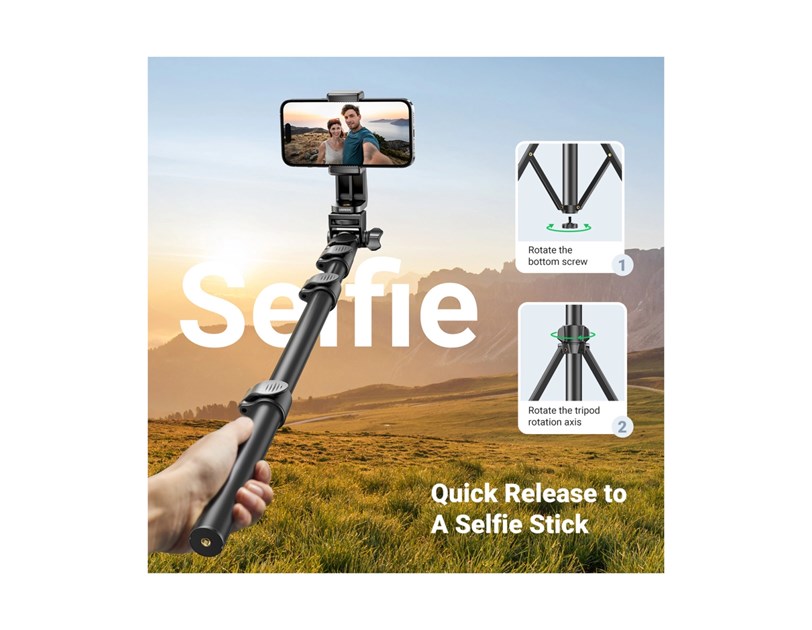 UGREEN Selfie stick 3u1 Tripod s bluetooth daljinskim do 7.2 incha, crni