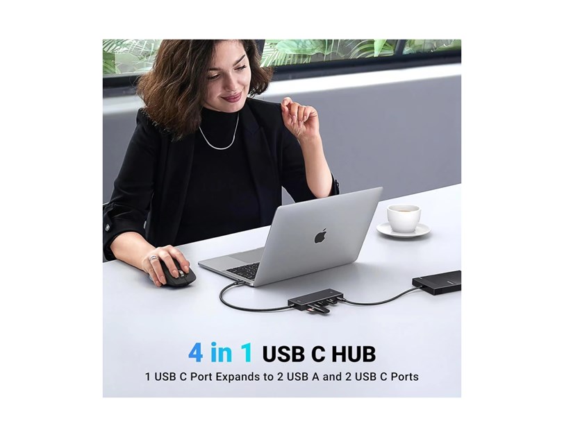UGREEN 4-portni USB-C HUB na 2xUSB-A 3.2, 2xUSB-C 3.2, crni