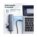 UGREEN 6-portni USB-C HUB na 1xUSB-A 3.2, 2xUSB-C 3.2, 1xUSB-A 2.0, 1xUSB-C za napajanje, 1x RJ45 konektor, sivi