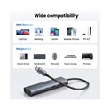 UGREEN 6-portni USB-C HUB na 1xUSB-A 3.2, 2xUSB-C 3.2, 1xUSB-A 2.0, 1xUSB-C za napajanje, 1x RJ45 konektor, sivi