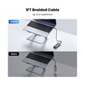 UGREEN 6-portni USB-C HUB na 1xUSB-A 3.2, 2xUSB-C 3.2, 1xUSB-A 2.0, 1xUSB-C za napajanje, 1x RJ45 konektor, sivi