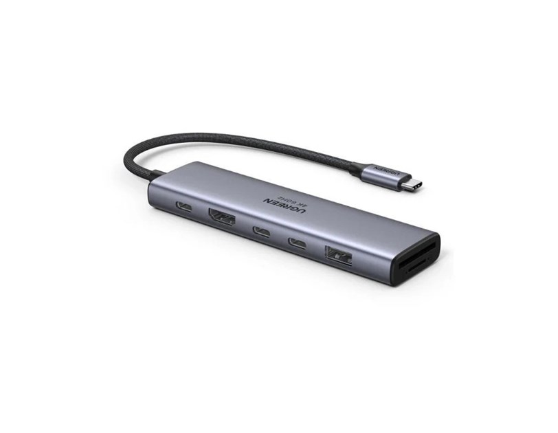 UGREEN 7-portni USB-C HUB na 1xUSB-A 3.2, 2xUSB-C 3.2, 1xSD/TF čitač memorijskih kartica, 1xUSB-C za napajanje, 1x HDMI, sivi