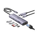 UGREEN 7-portni USB-C HUB na 2xUSB-A 3.2, 2xUSB-C 3.2, 1xUSB-C za napajanje, 2x HDMI 60 Hz, 1x RJ45 Ethernet konektor, sivi