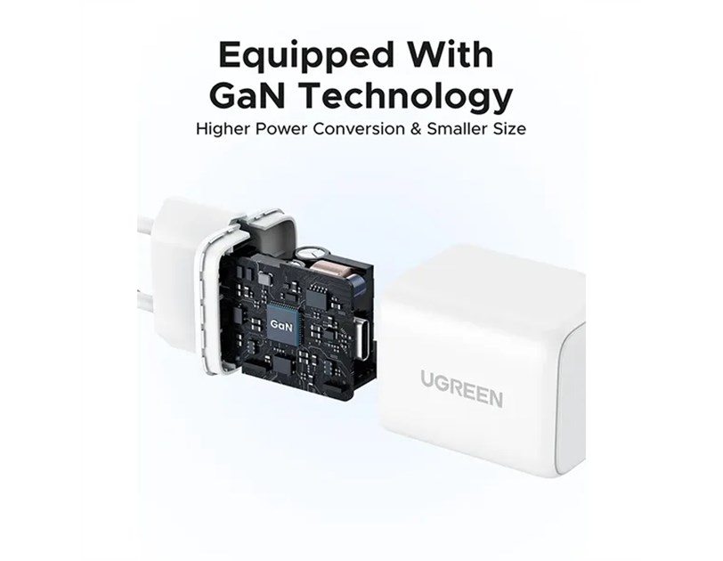 UGREEN zidni punjač 20W, 1×USB-C, GaN, bijeli