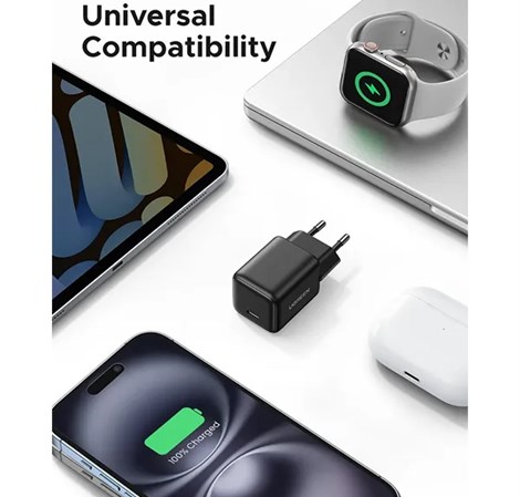 UGREEN zidni punjač 20W, 1×USB-C, GaN, crni