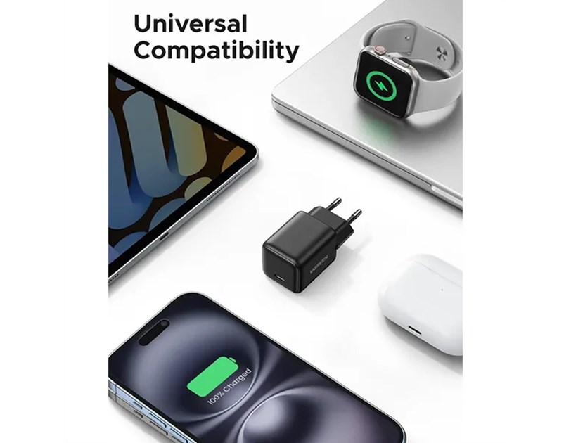 UGREEN zidni punjač 20W, 1×USB-C, GaN, crni