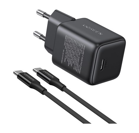 UGREEN zidni punjač 30W, USB-C, GaN, set, crni