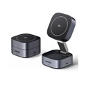 UGREEN 2in1 Qi2 Magnetic Foldable punjač, 15W, za Iphone 12-16, AirPods 3/2/Pro, sivi