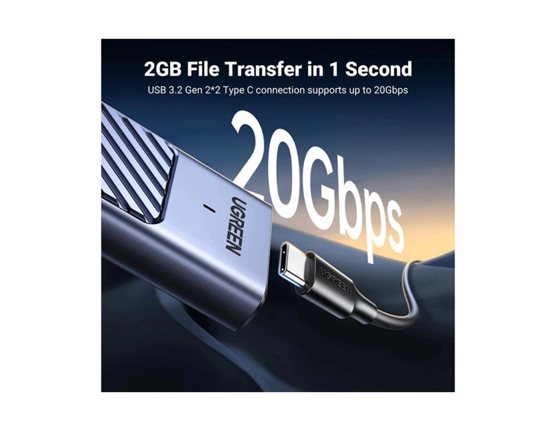 UGREEN vanjsko kućište CM767, SSD M.2 2230-2280 M-Key, NVMe, USB C 3.2, 20 Gbps, srebrno