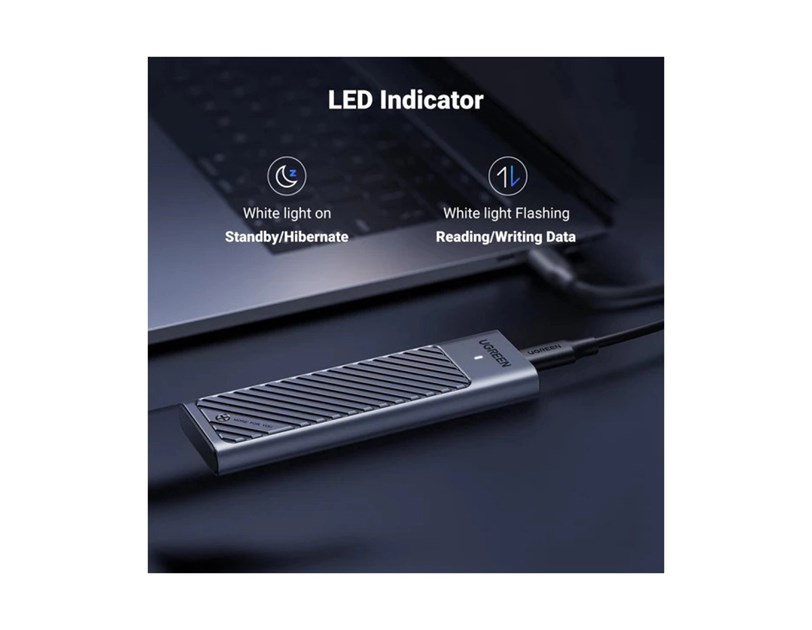 UGREEN vanjsko kućište CM767, SSD M.2 2230-2280 M-Key, NVMe, USB C 3.2, 20 Gbps, srebrno