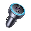 UGREEN auto punjač 30W s 3 ulaza, 2x USB-C, USB-A, PD3.0/QC3.0, sivi