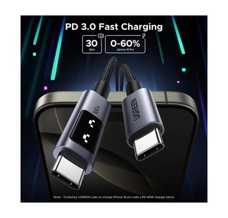 UGREEN Uno USB-C (M) na USB-C (M), PD 100W, 480 Mbps, 2.0m