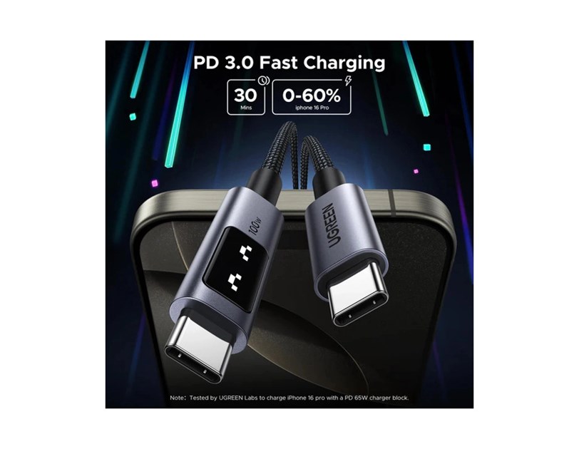 UGREEN Uno USB-C (M) na USB-C (M), PD 100W, 480 Mbps, 2m