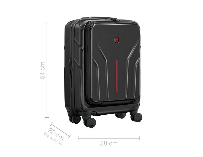 Wenger kofer Amplix Carry-On za ručnu prtljagu, odvojeni utor za prijenosnike do 16", crni