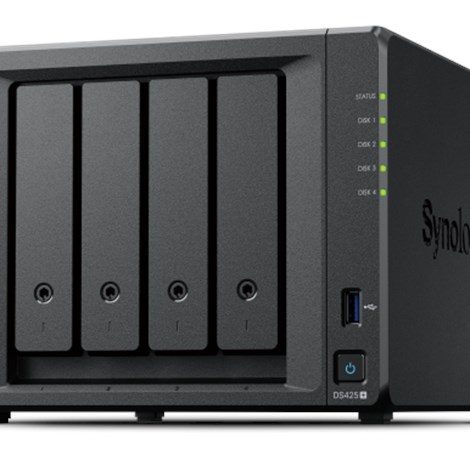 Synology DS425+ Diskstation 4-bay NAS server, Intel Celeron J4125, 2.5"/3.5" HDD/SSD podrška, Hot Swappable HDD, 2GB DDR4, 2.5GbE+1GbE LAN, 2×USB 3.2