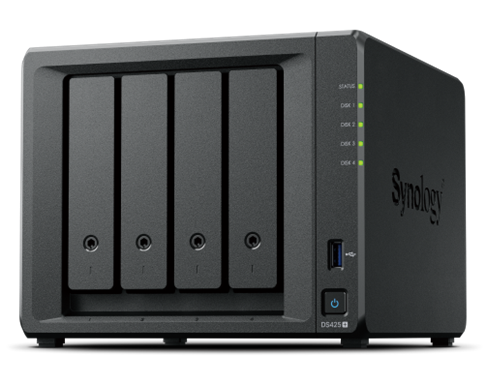 Synology DS425+ Diskstation 4-bay NAS server, Intel Celeron J4125, 2.5"/3.5" HDD/SSD podrška, Hot Swappable HDD, 2GB DDR4, 2.5GbE+1GbE LAN, 2×USB 3.2