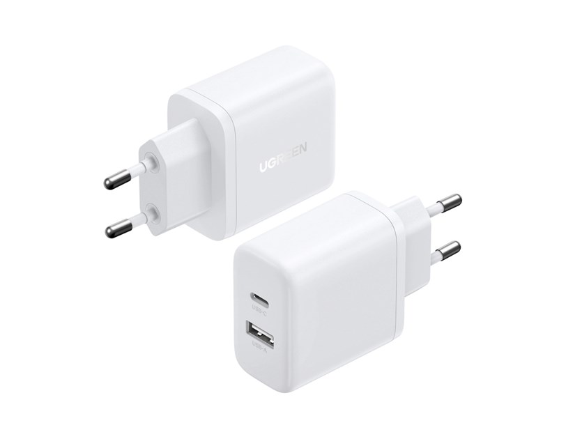 UGREEN zidni punjač 20W, 1×USB-C, 1x USB-A, bijeli