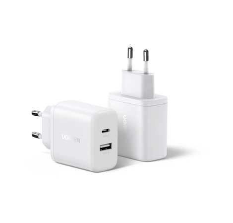 UGREEN zidni punjač 20W, 1×USB-C, 1x USB-A, bijeli