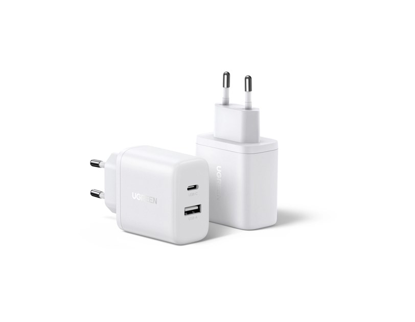 UGREEN zidni punjač 20W, 1×USB-C, 1x USB-A, bijeli