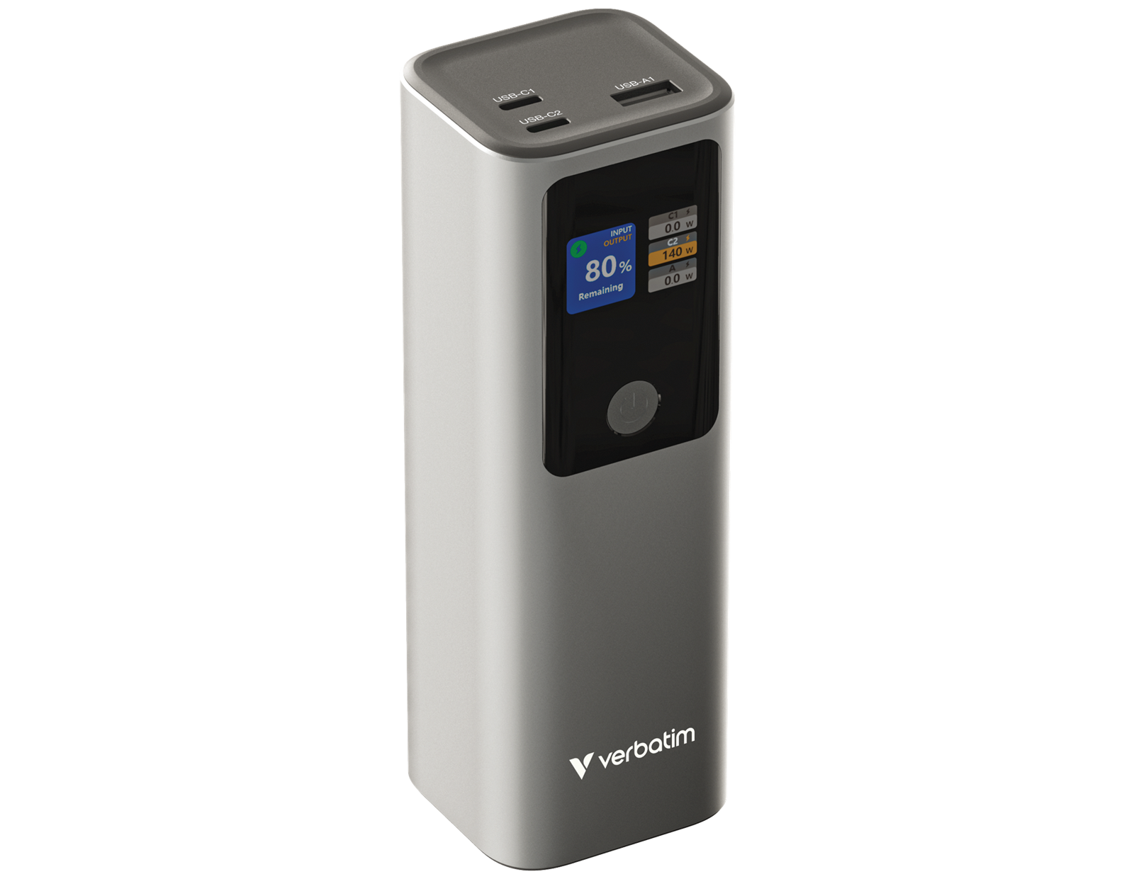 Verbatim Powerbank 27000 mAH Charge 'n' Go 183W max, Dual USB-C® port, 1xUSB-A, Smart digital TFT display