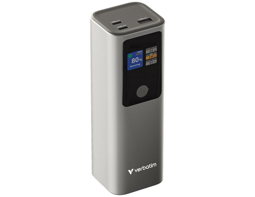 Verbatim Powerbank 27000 mAH Charge 'n' Go 183W max, Dual USB-C® port, 1xUSB-A, Smart digital TFT display