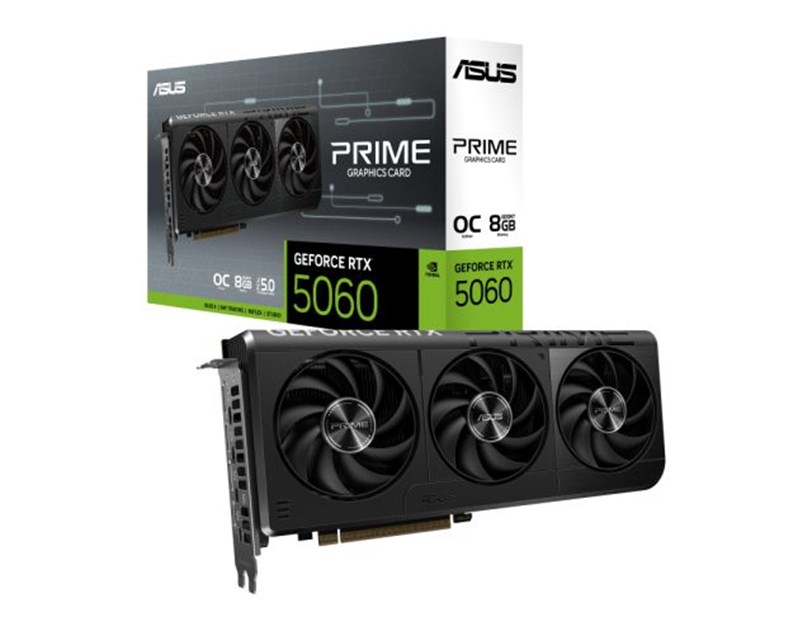 Asus PRIME GeForce RTX 5060 8GB GDDR7 OC Edition, 8GB GDDR7/256-bit, PCIe 5.0, HDMI/3×DP