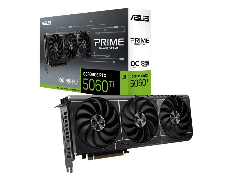 Asus PRIME GeForce RTX 5060 Ti 8GB GDDR7 OC Edition, 8GB GDDR7/256-bit, PCIe 5.0, HDMI/3×DP