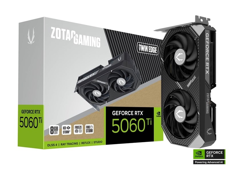 Zotac  RTX 5060 TI Twin Edge 8GB GDDR7 128-bit, PCIe 5.0, 3×DP/HDMI
