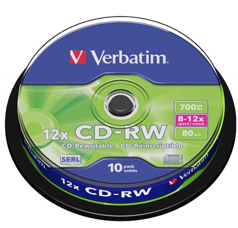 CD-RW Verbatim 700MB 8-12× DataLife Plus 10 pack spindle