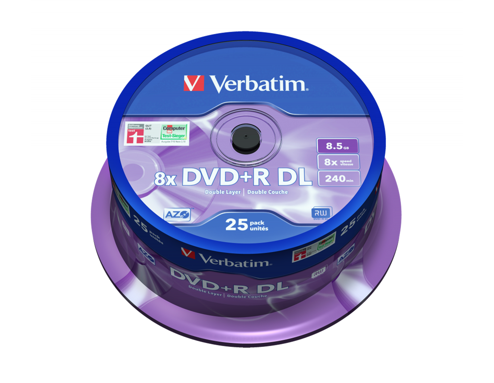DVD+R DL Verbatim 8.5GB 8× Matt Silver 25 pack spindle (Double Layer)