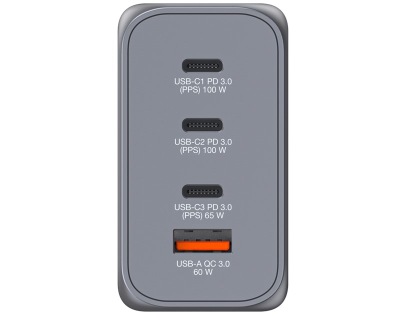 Verbatim GNC-200 GaN zidni punjač 200W, 4 priključka, 2 x USB-C PD 100 W / 1 x USB-C PD 65 W / 1 x USB QC 3.0