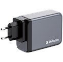 Verbatim GNC-200 GaN zidni punjač 200W, 4 priključka, 2 x USB-C PD 100 W / 1 x USB-C PD 65 W / 1 x USB QC 3.0