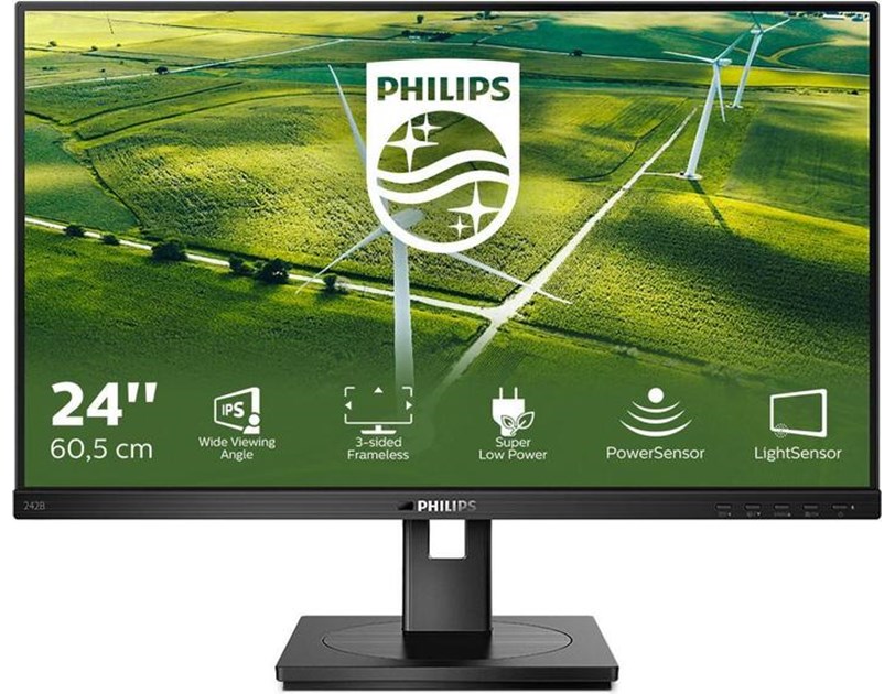 Philips 24" 242B1G/00 FHD1920×1080 IPS , Pivot, 75Hz, 4ms, VGA/DVI-D/DP/HDMI, USB3.2×4, USB-B×1, zvučnici, crni