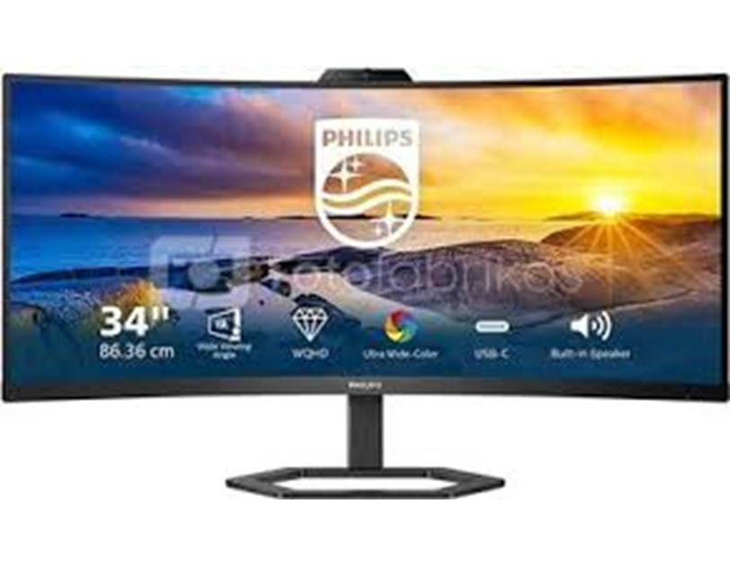 Philips 34" 34E1C5600HE/00 WQHD (3440x1440) VA curved 21:9, 5MP built-in webcam, HAS+tilt, 300 cd/m2, 3000:1, 1xHDMI, 1xDP, 1xUSB-C, 4xUSB-A, zvucnici 5W x 2, crni