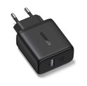 UGREEN zidni punjač 20W, USB-A, USB-C, QC 4.0+, crni
