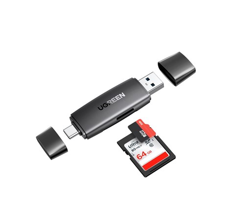 UGREEN čitač memorijskih kartica USB-C + A, TF/SD kartice, crni