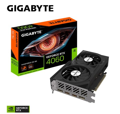 Gigabyte nVidia GeForce RTX 4060 WINDFORCE 8GB GDDR6, PCI-E 4.0, 128 bit, 2× HDMI, 2 x DP