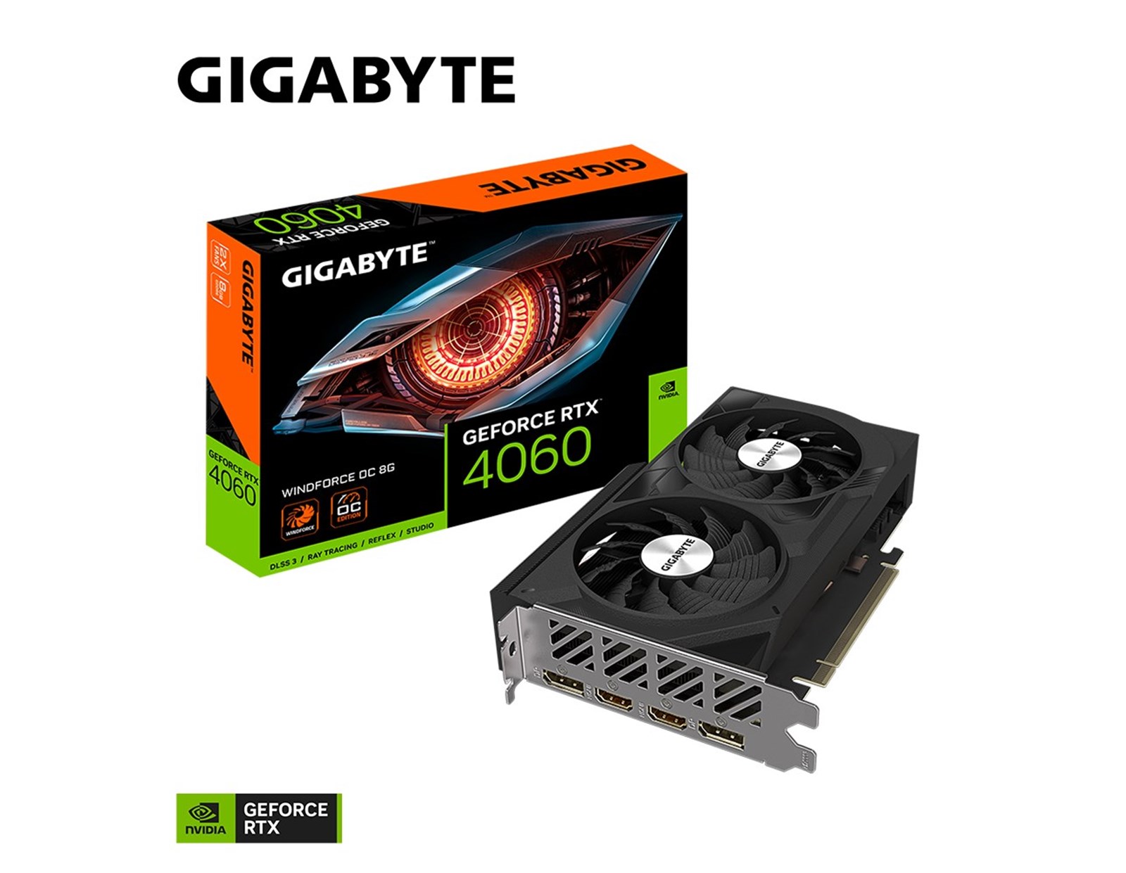 Gigabyte nVidia GeForce RTX 4060 WINDFORCE 8GB GDDR6, PCI-E 4.0, 128 bit, 2× HDMI, 2 x DP