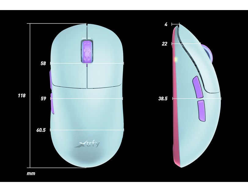 Cherry XTRFY M8 bežični igraći miš, 21000 cpi, USB, frosty mint