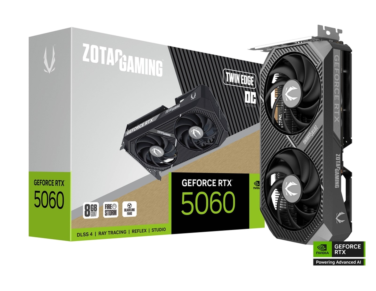Zotac RTX 5060 Twin Edge OC 8GB GDDR7 128-bit, PCIe 5.0x8, 3×DP/HDMI