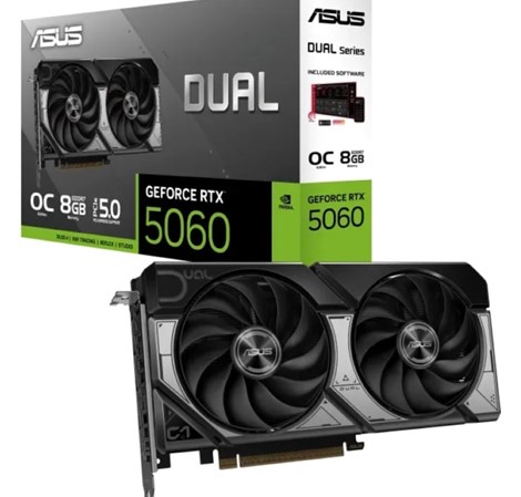 Asus DUAL GeForce RTX 5060 8GB GDDR7 OC, 8GB GDDR7/128-bit, PCIe 5.0x16, HDMI/3×DP
