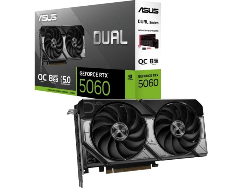 Asus DUAL GeForce RTX 5060 8GB GDDR7 OC, 8GB GDDR7/128-bit, PCIe 5.0x16, HDMI/3×DP