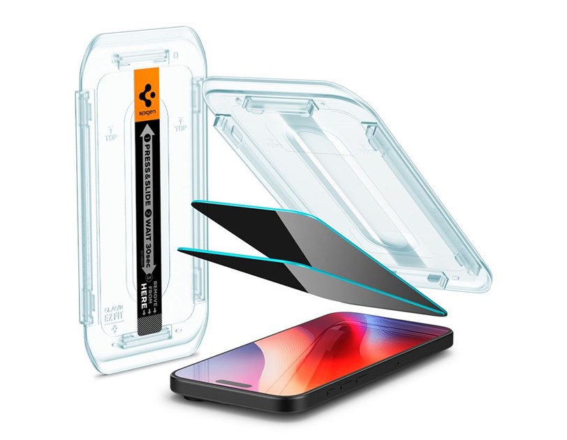 Spigen Glass tR EZ Fit (Privacy) 2 Pack, zaštitno staklo za ekran telefona 2 kom - iPhone 17/16 Pro/17 (AGL07929)
