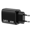 Verbatim GaN Essentials zidni punjač 65W, 2× USB-C i 1× USB-A, crni