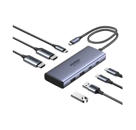 UGREEN 7-portni USB-C HUB na 2xUSB-A 3.2, 2xUSB-C 3.2, 1xUSB-C za napajanje, 2x HDMI 60 Hz, 1xHDMI, sivi