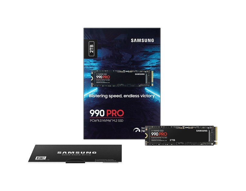 Samsung 990 Pro 2TB NVMe PCIe 4.0 M.2 SSD, R/W: 7450/6900 MB/s, (MZ-V9P2T0BW)