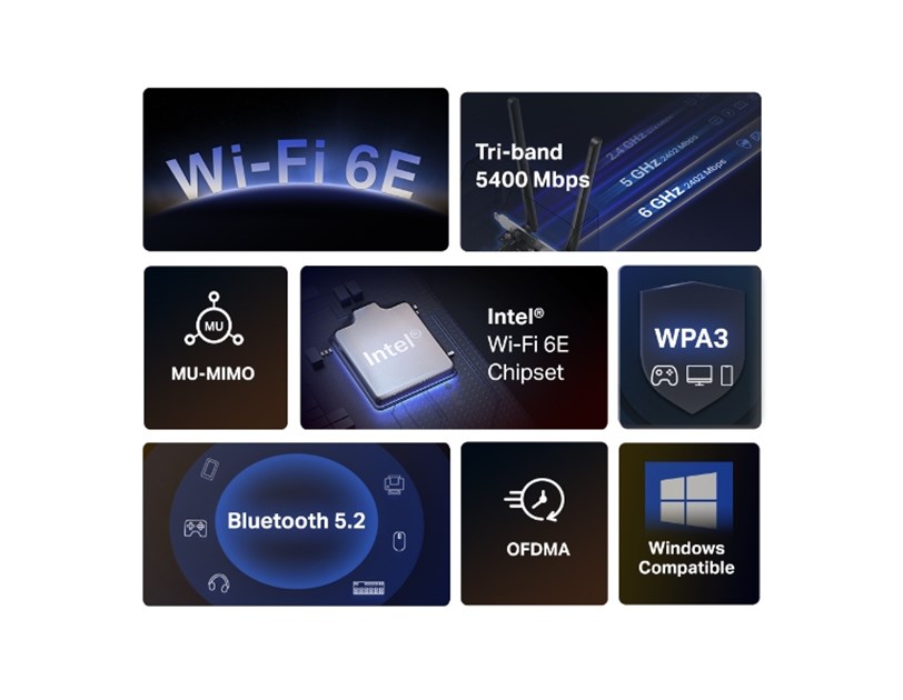 Mercusys AXE5400 Wi-Fi 6E Bluetooth 5.3 PCIe Adapter