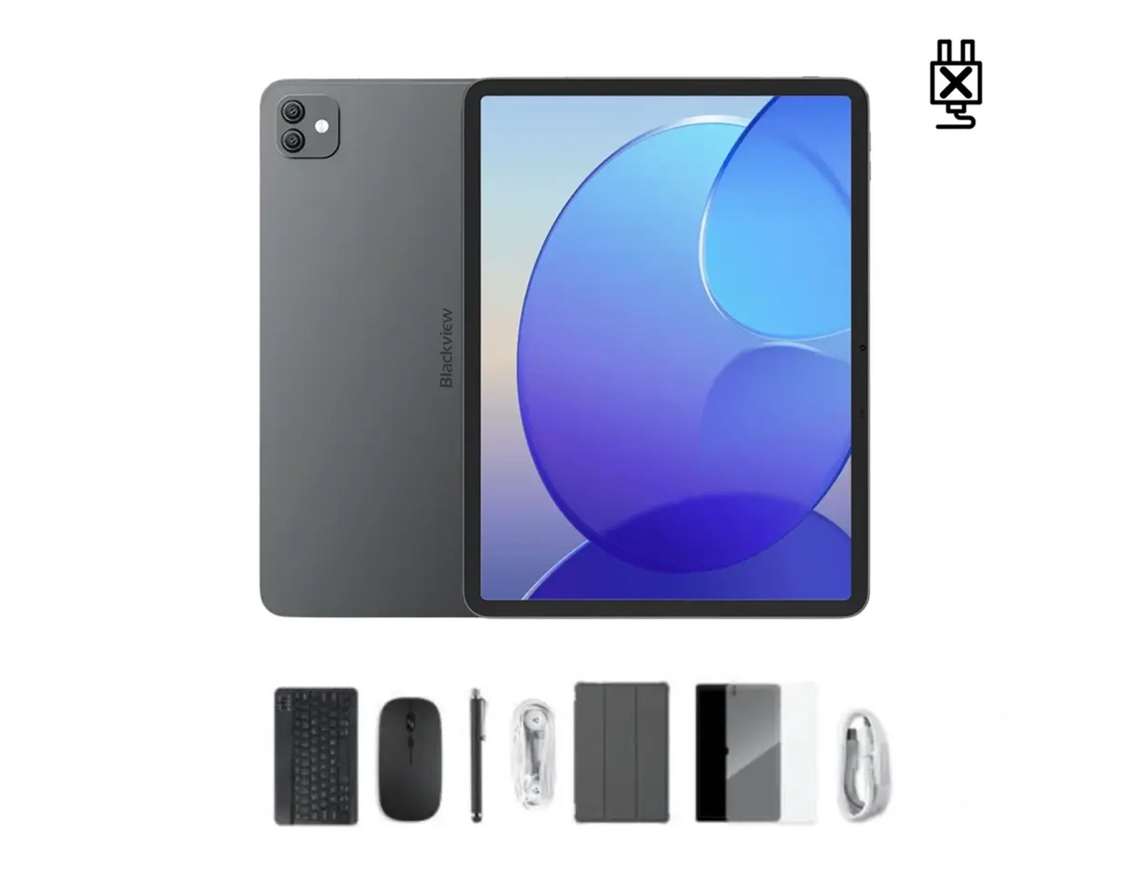 BLACKVIEW Tablet Link 8 WiFi, 12/256 GB, 12.7" HD (2160×1600) IPS, 13MP/18MP, DokeOS P 4.2 + gratis preklopna torbica, stylus pen, tipkovnica, miš, 3.5mm slušalice, zaštitna folija, bez adaptera, sivi